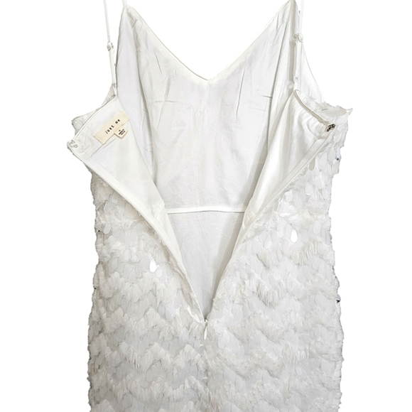 Nwot Just Me White Oval Sequined Spaghetti straps Cocktail Mini Dress - Picture 12 of 17